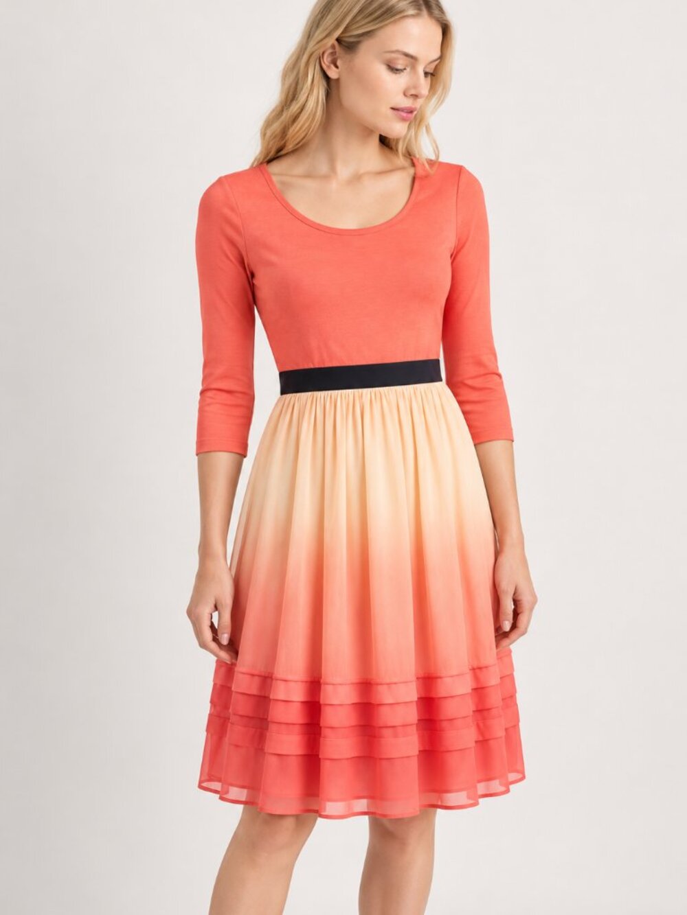 NWT Angeleye London Coral Ombre Pleated Party Dress